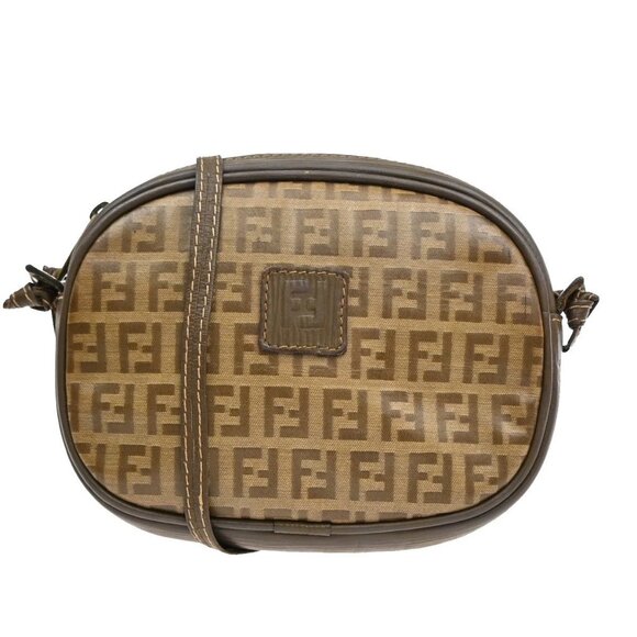 FENDI Logo Zucca Pattern Mini Shoulder Bag PVC Leather Brown 62EF397 - Picture 1 of 16